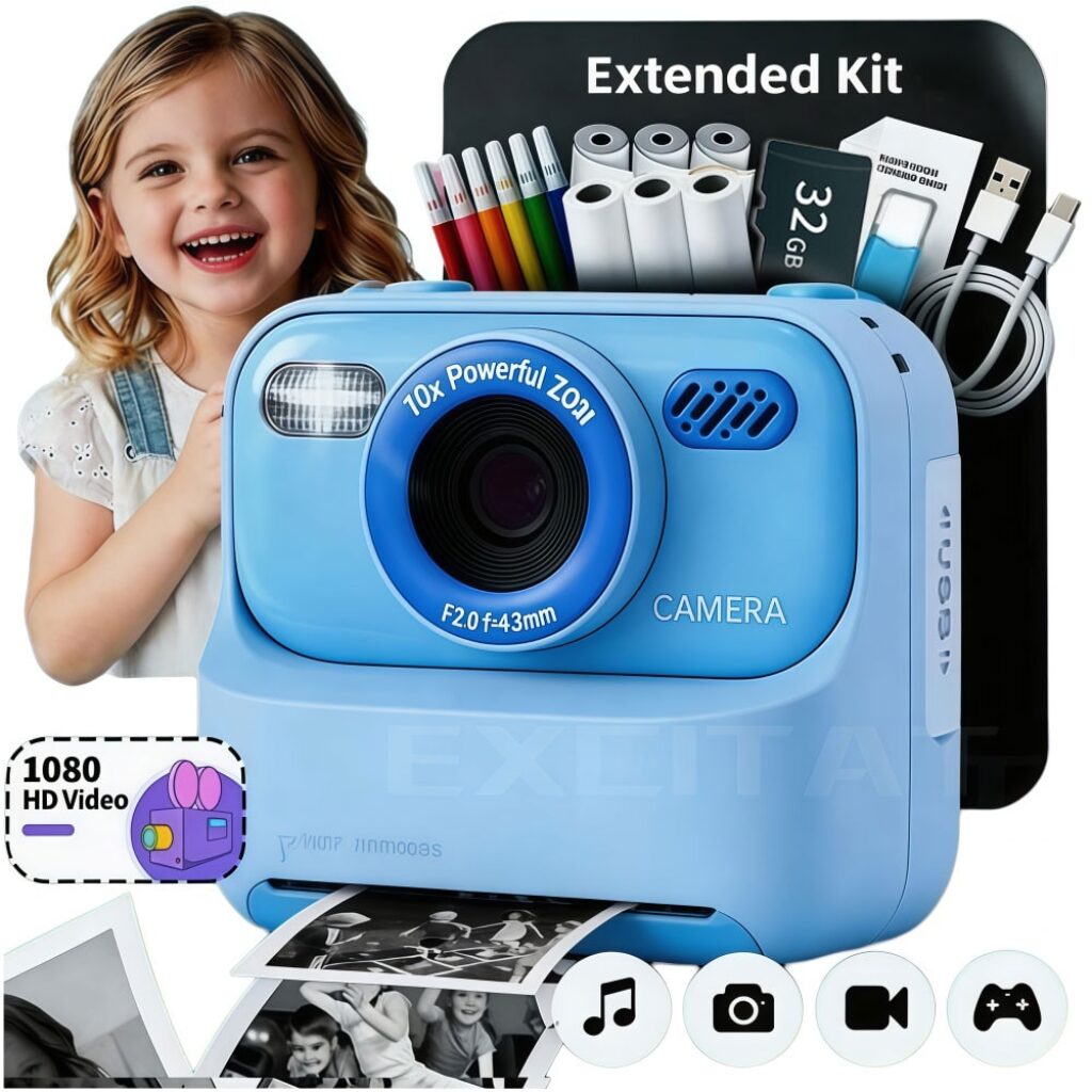 Най-добрите фотоапарати за моментни снимки: Polaroid срещу Fujifilm Instax 12 Детски моментен фотоапарат Excitat с печат, екран, 32 GB