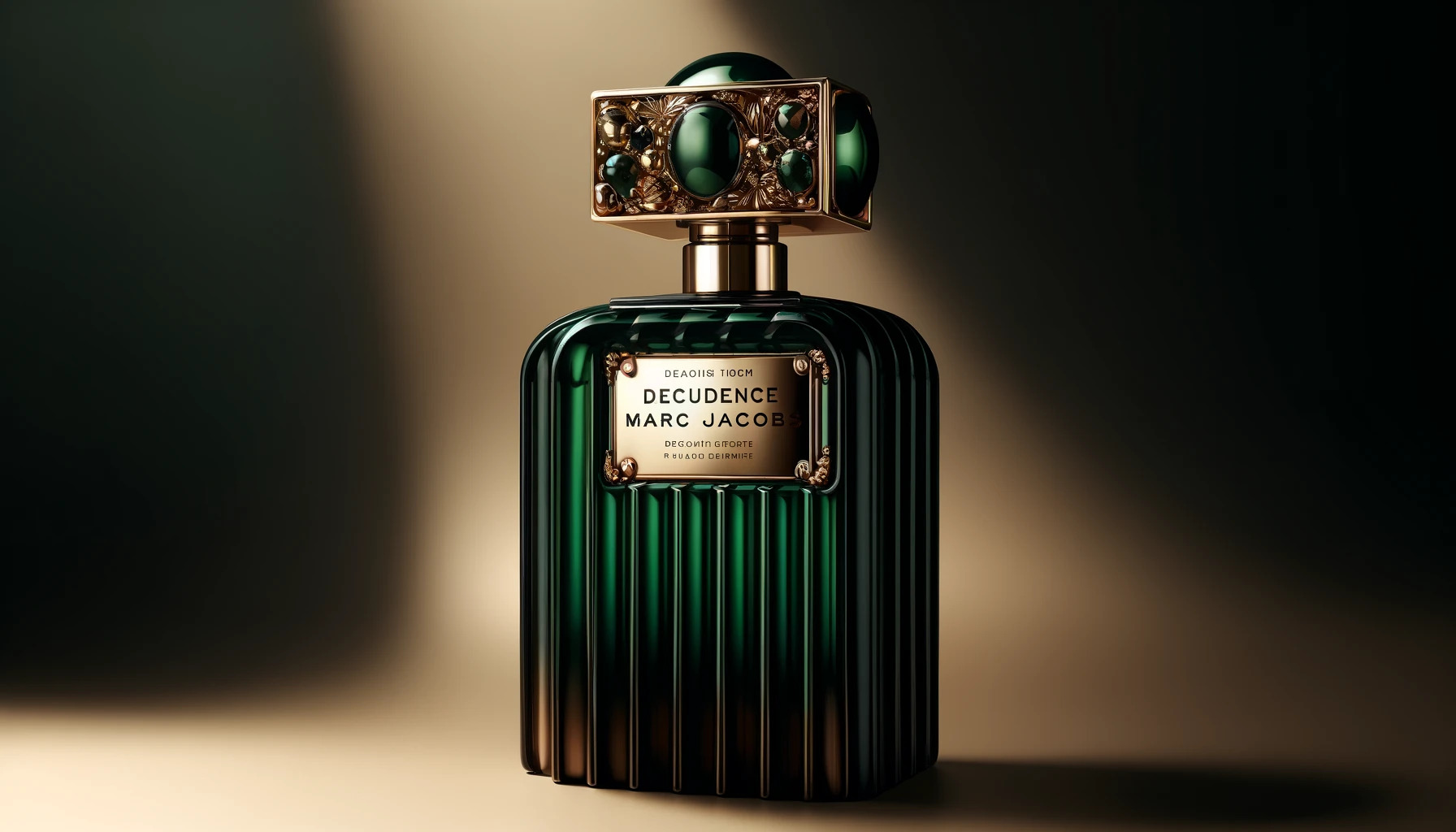 Луксозна бутилка за парфюм, вдъхновена от пищните и снизходителни дизайнерски характеристики на висококачествени аромати като Decadence на Marc Jacobs.