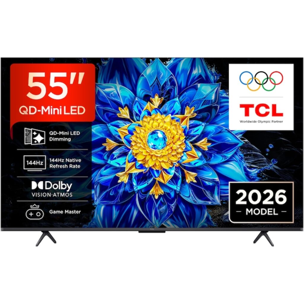 TCL QD-MiniLed 55P8L, 55" (139 см), Smart Google TV, 4K Ultra HD, 144Hz, Клас F (Модел 2026)