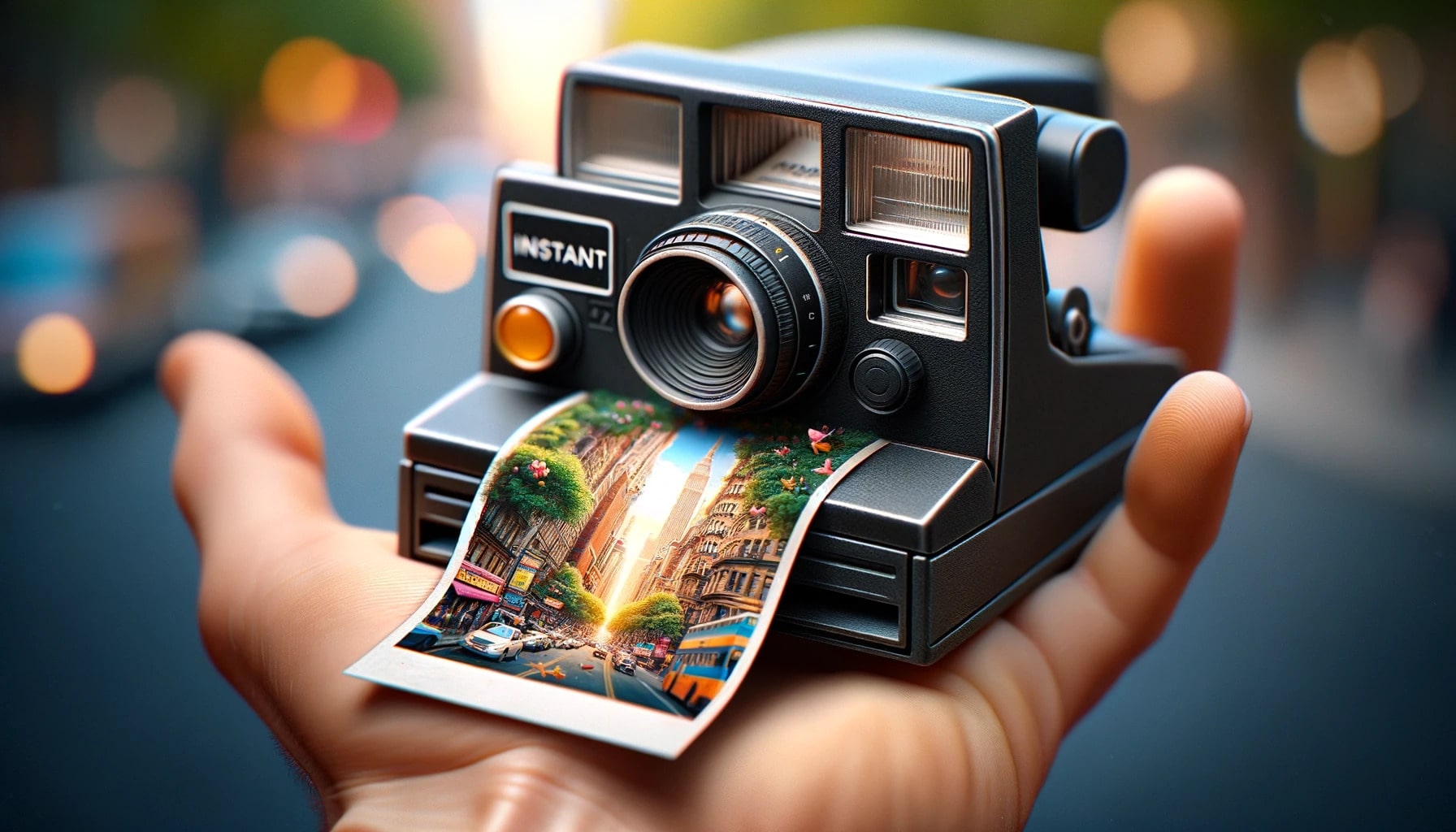 готово проявена снимка, която се излиза от камера за моментни снимки