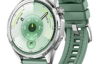 Смарт часовник Huawei Watch GT 6, 46 мм, корпус от неръждаема стомана, зелена каишка