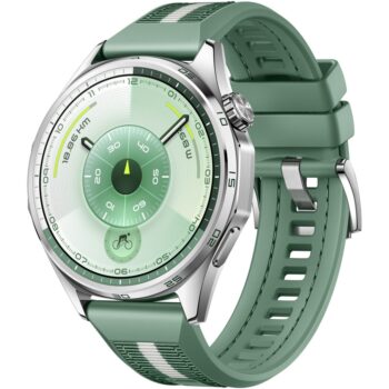 Смарт часовник Huawei Watch GT 6, 46 мм, корпус от неръждаема стомана, зелена каишка