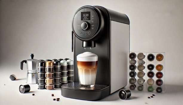 кафемашина с капсули около нея