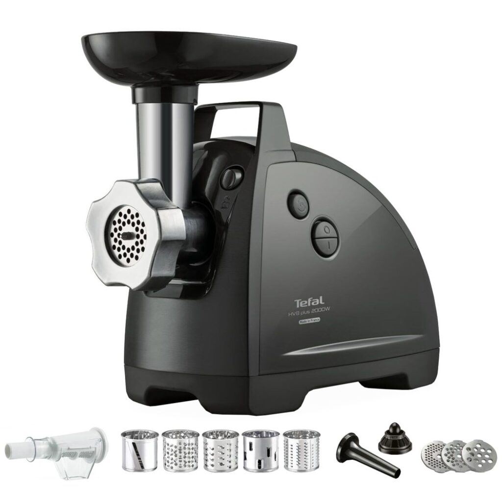 Месомелачка Tefal HV8 Plus NE685838, 2000 W, 2,6 кг/мин, реверс, приставки за домати и ренде