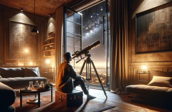 човек гледа звездите с телескоп