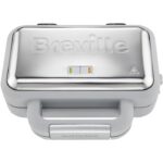 Гофретник Breville VST072X-01, 850W, капацитет за 2 гофрети, незалепващи и подвижни Duraceramic плочи, светлинни индикатори, неръждаема стомана/бяло