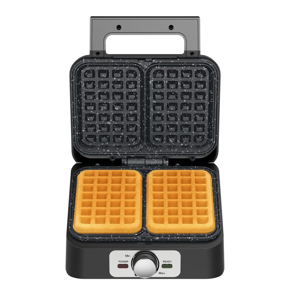 STARCREST WM-2503BX Гофретник, 1600 W, Копче за контрол на температурата, Керамично покрити плочи, Черен/Неръждаема стомана