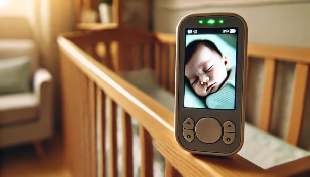 дисплей на бебефон, който показва бебето в кошарата