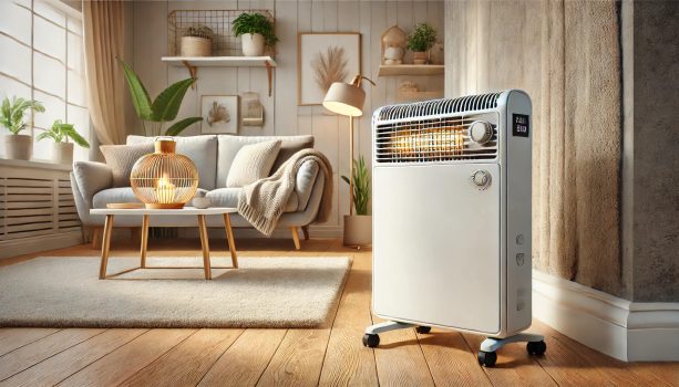 включена конвекторна печка, която топли всекидневна стая