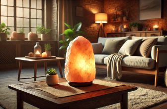 солна лампа поставена върху маса във всекидневна