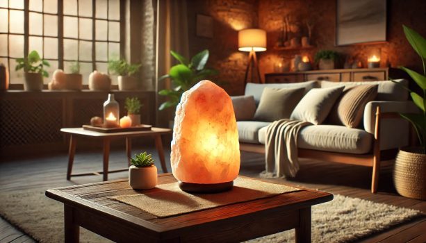 солна лампа поставена върху маса във всекидневна