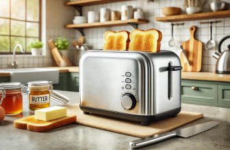 Тостер на кухненски плот, препечени филийки