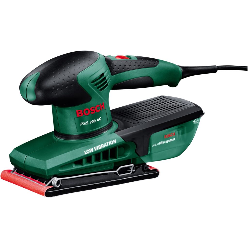 Виброшлайф Bosch PSS 200 AC, 200 W, 92x182 мм, микрофилтър и куфар