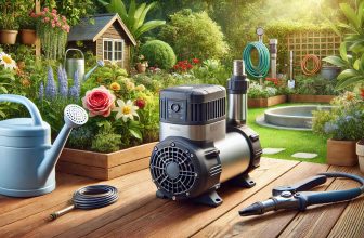 хидрофор за домашно ползване, разположен в градина, показващ как може да се използва за напояване и водоснабдяване.