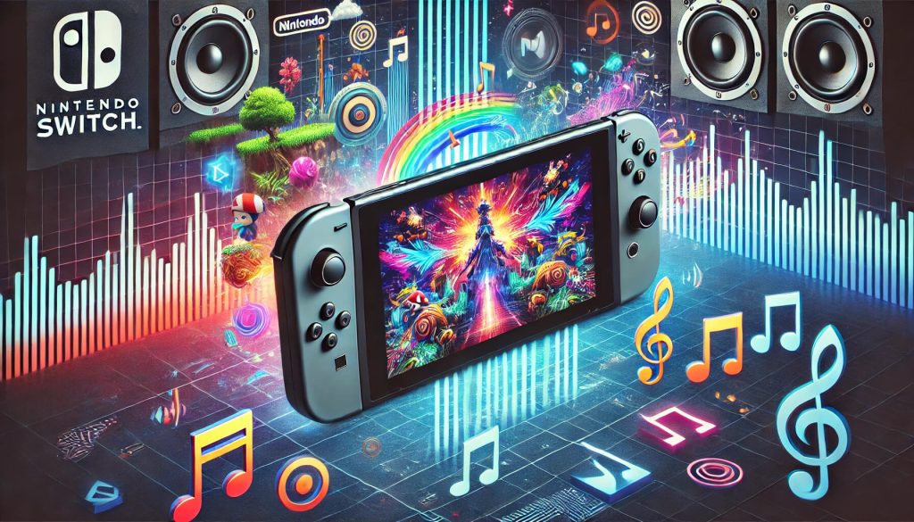 изображение, което показва дисплея и звуковите функции на Nintendo Switch