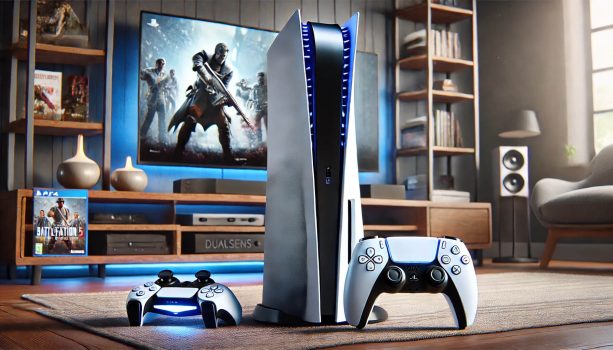 изображение на PlayStation 5, разположена в модерна обстановка