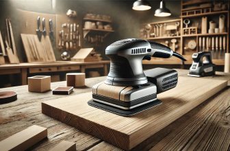 изображение на виброшлайф, разположен на работна маса в добре организирана работилница