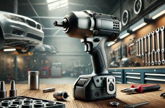 гайковерт, разположен на работна маса в добре организиран автосервиз