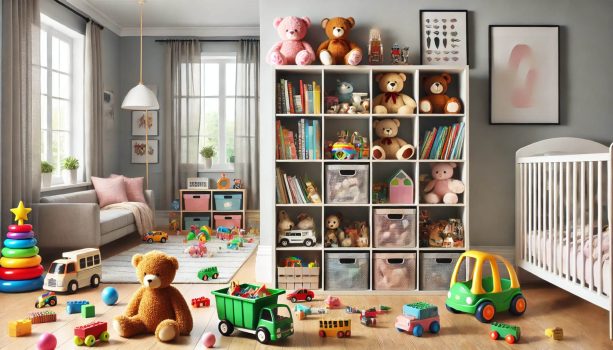 изображение на детската стая и органайзера за играчки