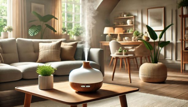 изображение на дифузер за етерични масла, създаващ спокойна и релаксираща атмосфера