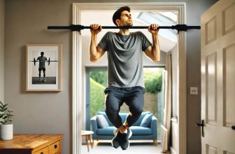 младеж, който се набира на лост за набирания в домашни условия