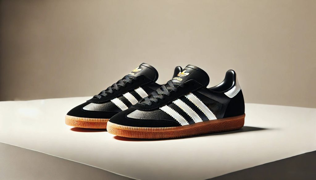 Adidas Samba в черен цвят с класически дизайн, ясно подчертаващ логото и марката