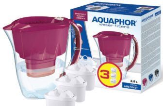 Кана за филтриране на вода Aquaphor Amethyst, 2,8 л, с 3 филтъра Maxfor B25, червена
