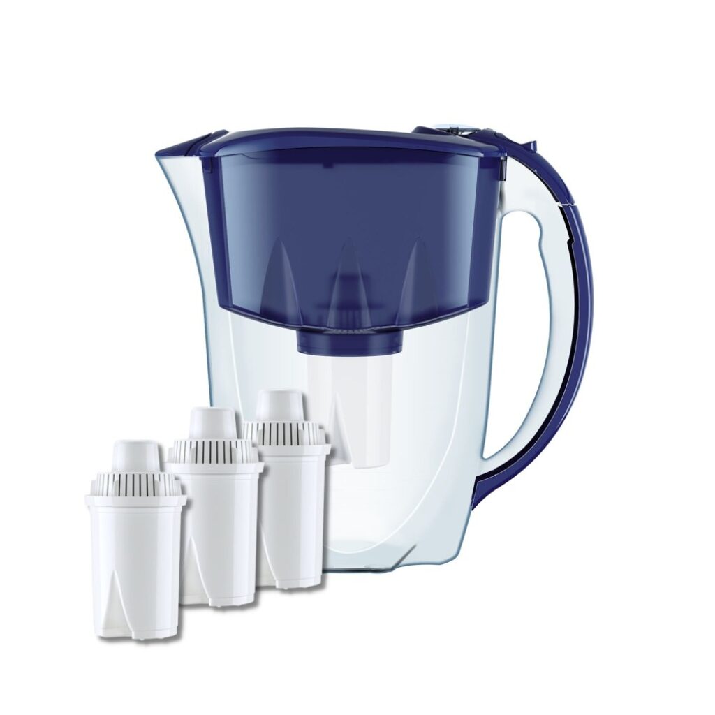 Кана за филтриране на вода Aquaphor Ideal, с 3 филтъра, синя