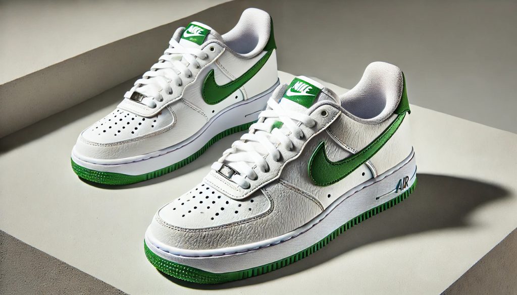 nike-air-force-1 в бяло и зелено