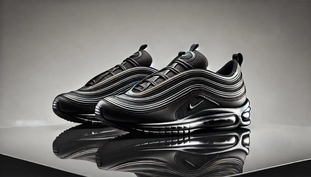 Nike Air Max 97, този път в изцяло черна разцветка, подчертаваща стилния и изчистен дизайн