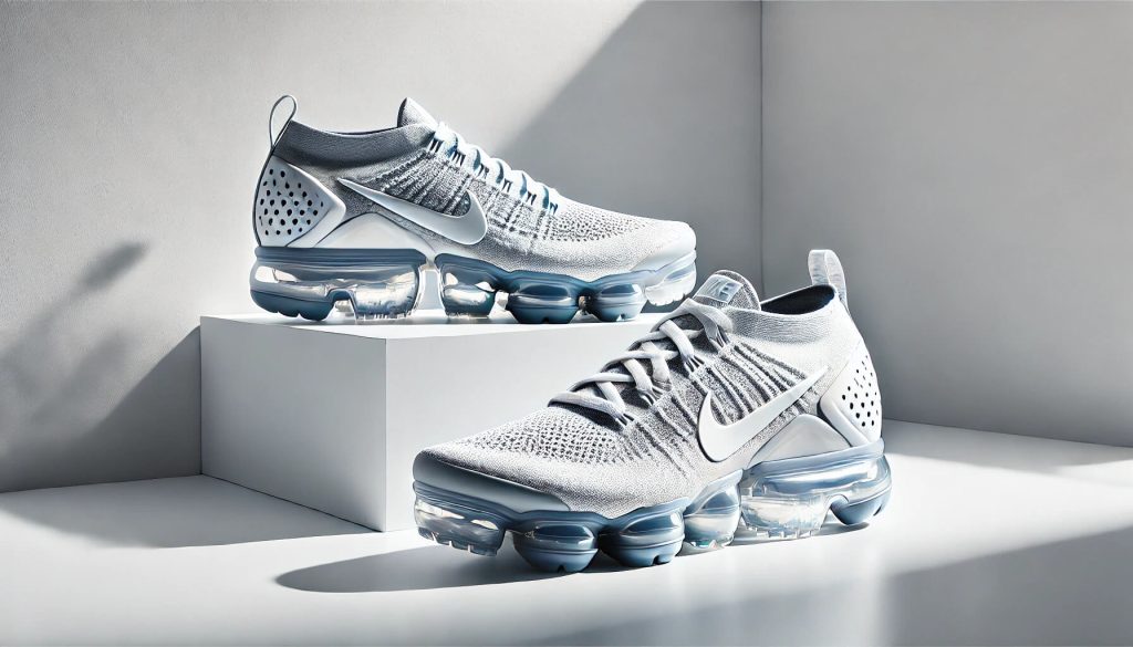 Nike VaporMax в разцветка Pure Platinum/White, подчертаваща стилния и футуристичен дизайн на обувките