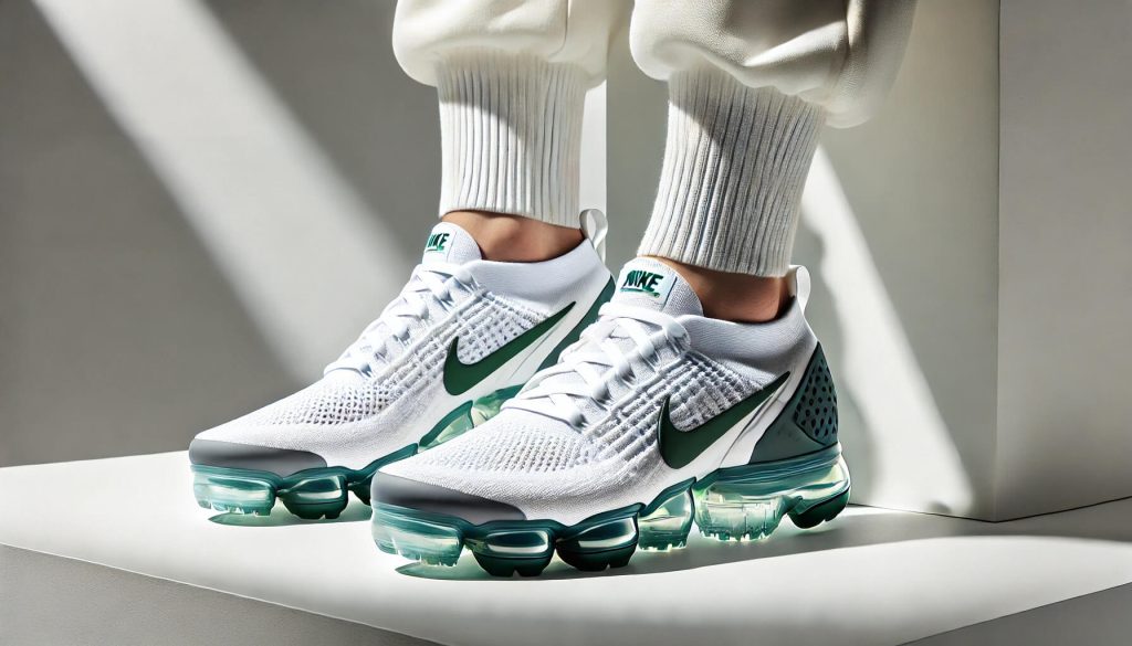 Nike VaporMax в разцветка White/Neptune Green, подчертаваща свежия и модерен дизайн на обувките
