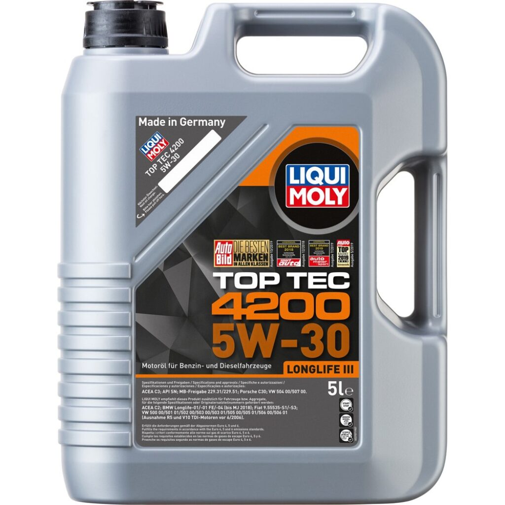 Моторни масла: 10 качествени масла 5W30, 5W40 и 10W40 от 28 до 60 € 1 Моторно масло Liqui Moly Top Tec 4200 5W-30, 5 л