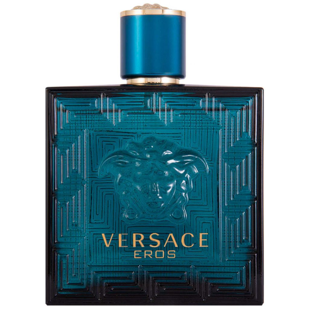 синьо шишенце на парфюмна вода Versace Eros