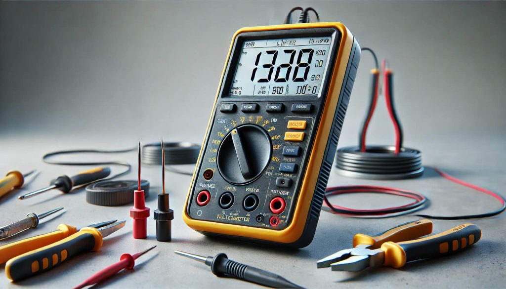 мултицетът е придружен от инструменти като отвертка, клещи с тънък връх, малък гаечен ключ и макара с електрически проводник