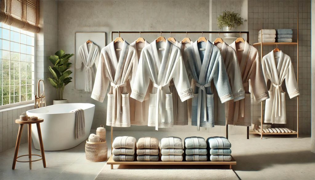 изискано изложени халати за баня в модерен интериор