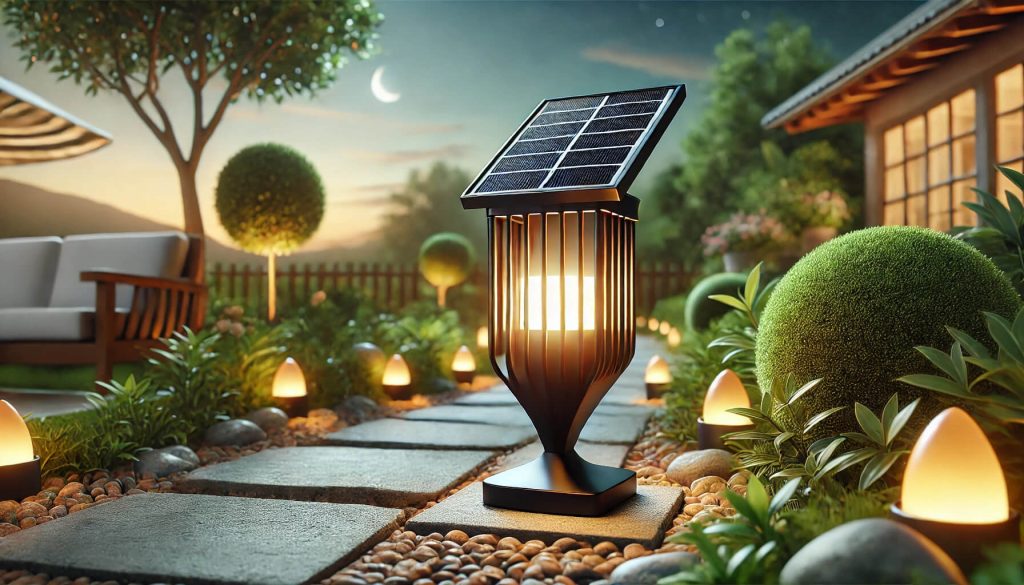 модерна соларна лампа, перфектна за външни пространства като градини и пътеки