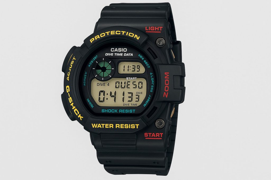 Защо G-Shock Остава Ненадминат? История и модели 4 Часовник G-Shock DW-6300 с черен корпус, цифров дисплей и цветни акценти