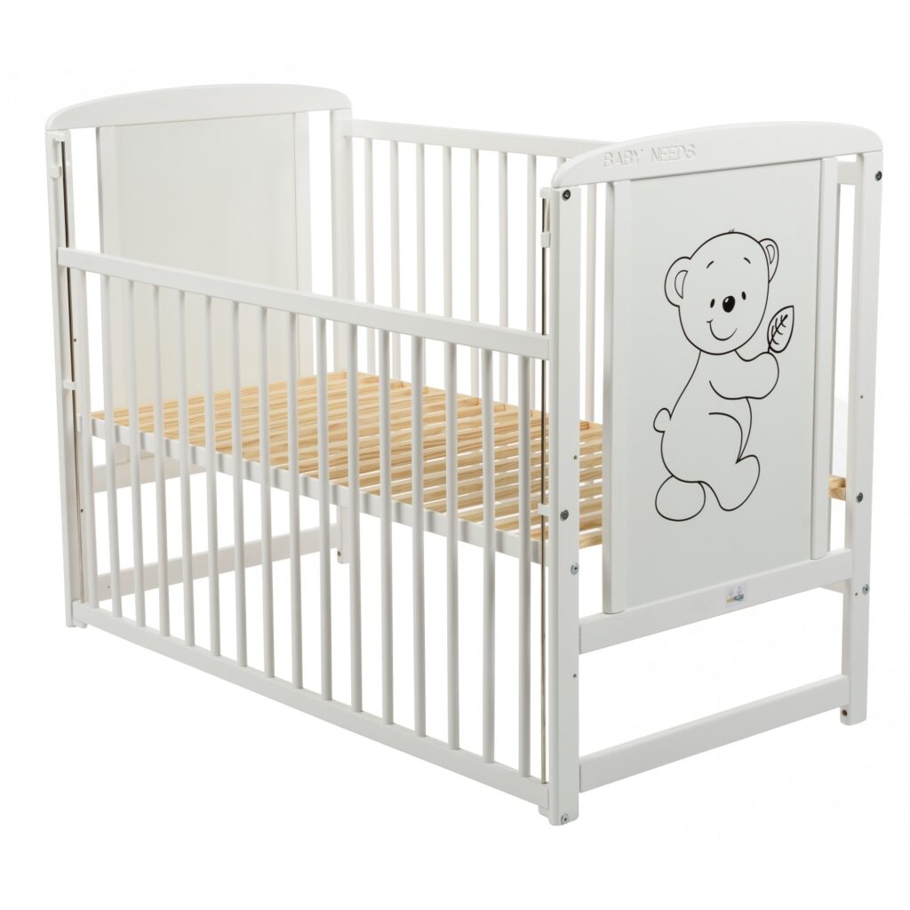 Детско креватче BabyNeeds Timmi, дървено, с плъзгаща страна, 120x60 см