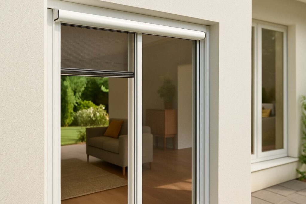 Ролетен комарник на врата с хоризонтално отваряне