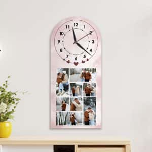 Дървен часовник с 8 снимки – Нашата приказка