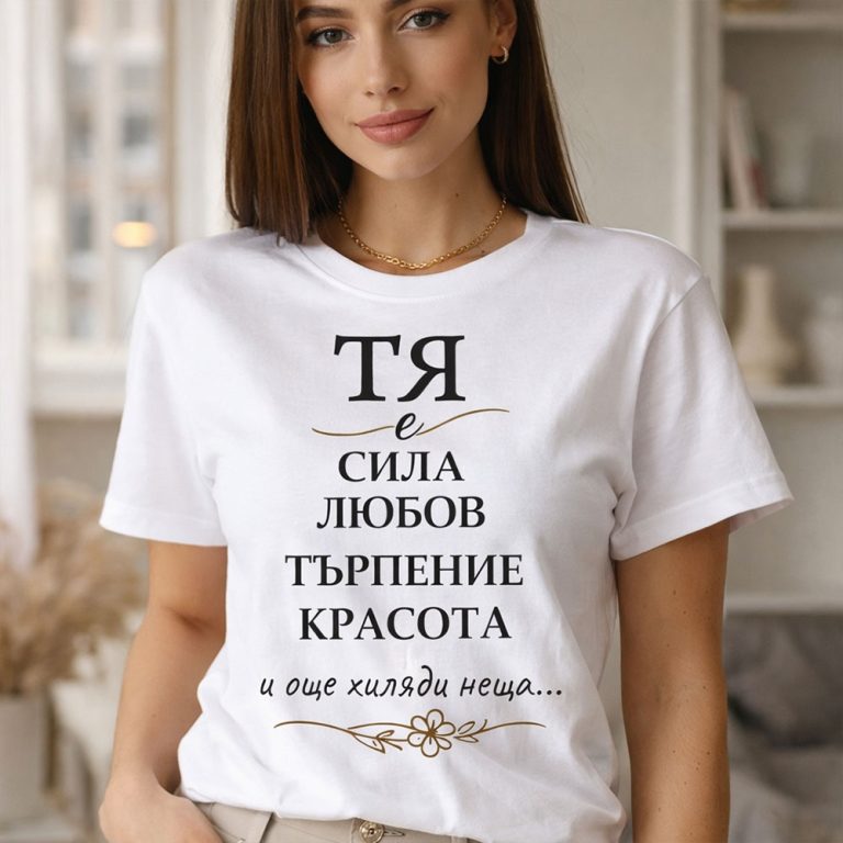 Дамска тениска ТЯ е – стилен подарък за 8 март