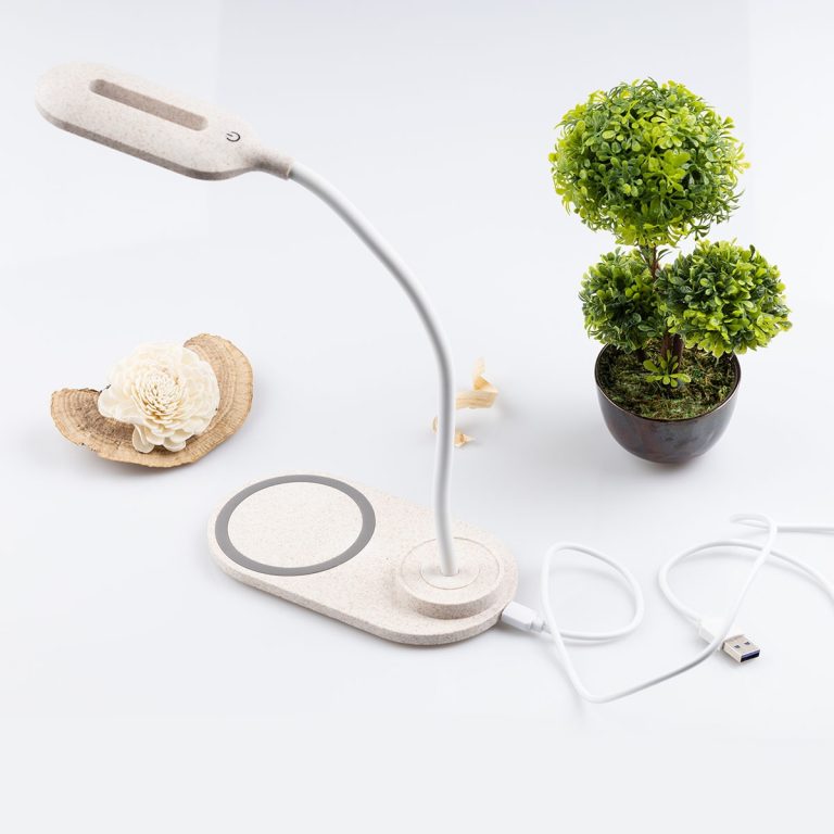 Led лампа-безжично зарядно 2в1 от пшеничнa сламa