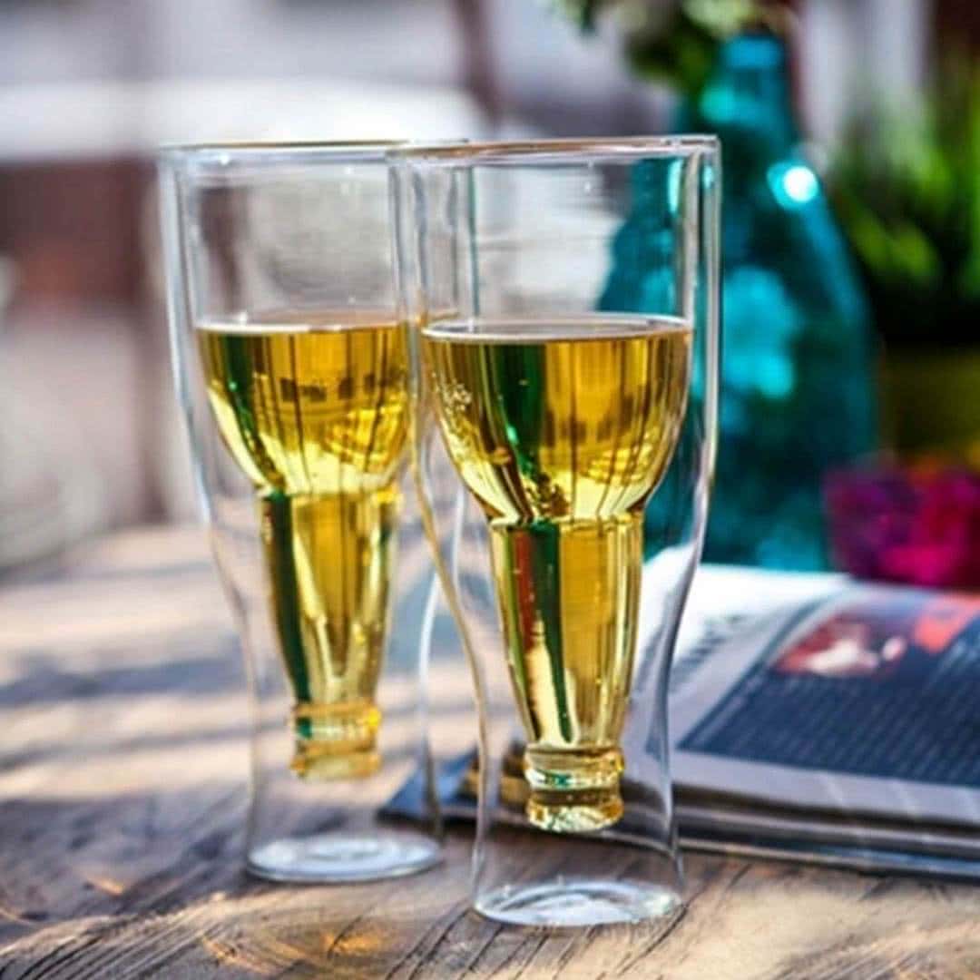 Чаши за Бира – Обърната Бутилка (Комплект 2бр.)