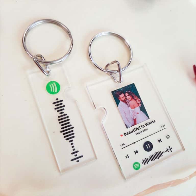 Комплект акрилни ключодържатели с песен и снимка