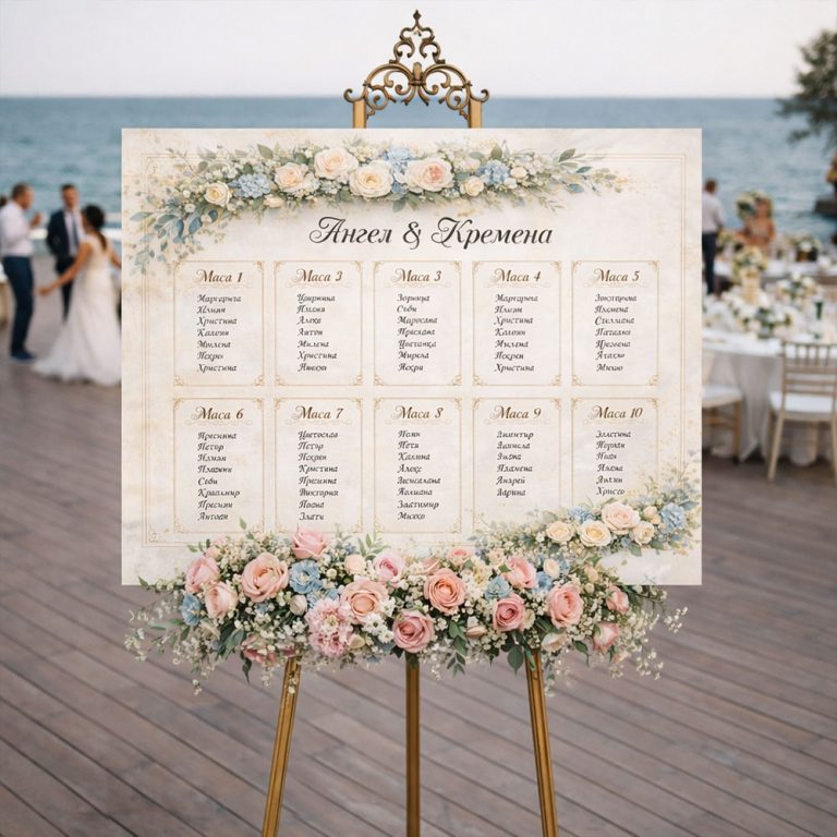 Сватбено табло с разпределение по маси – PVC 5 мм