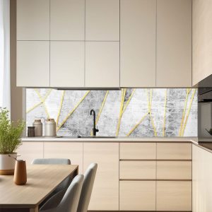 Стъклен гръб за кухня – Златни форми