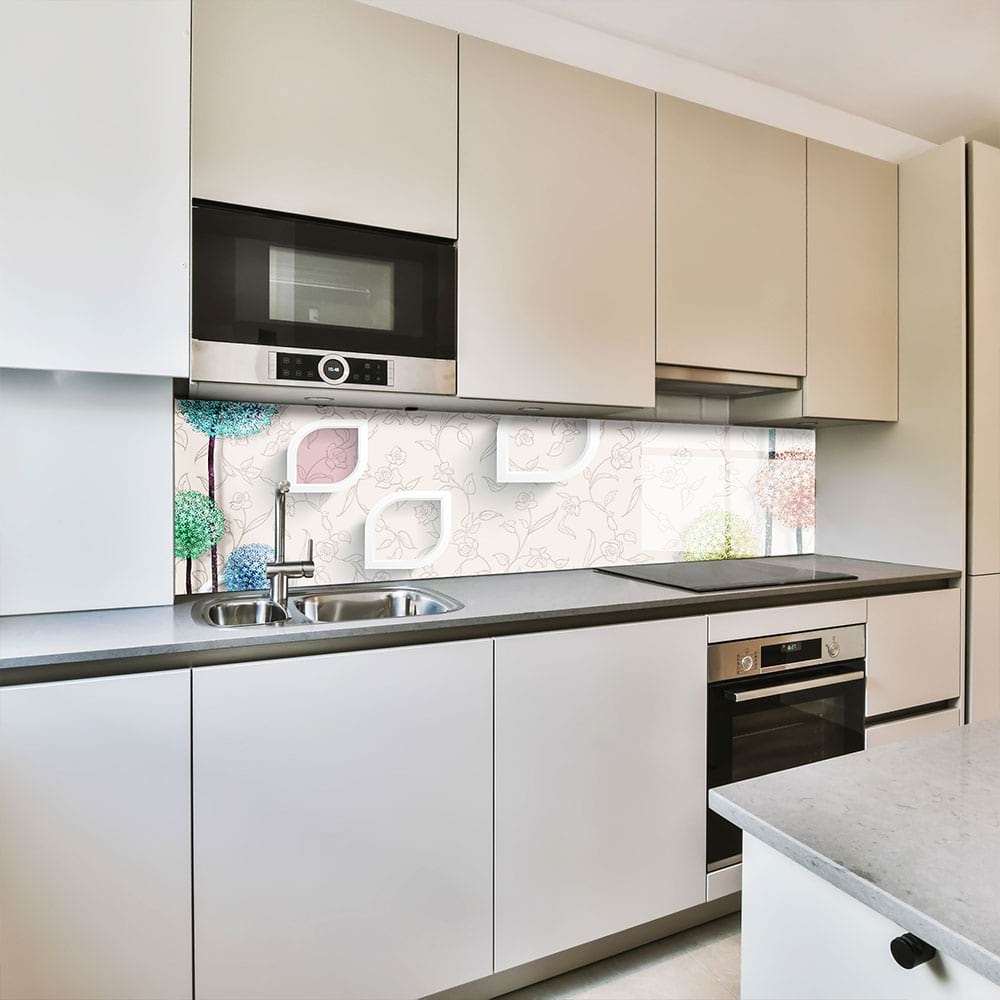 Стъклен гръб за кухня – Цветни глухарчета