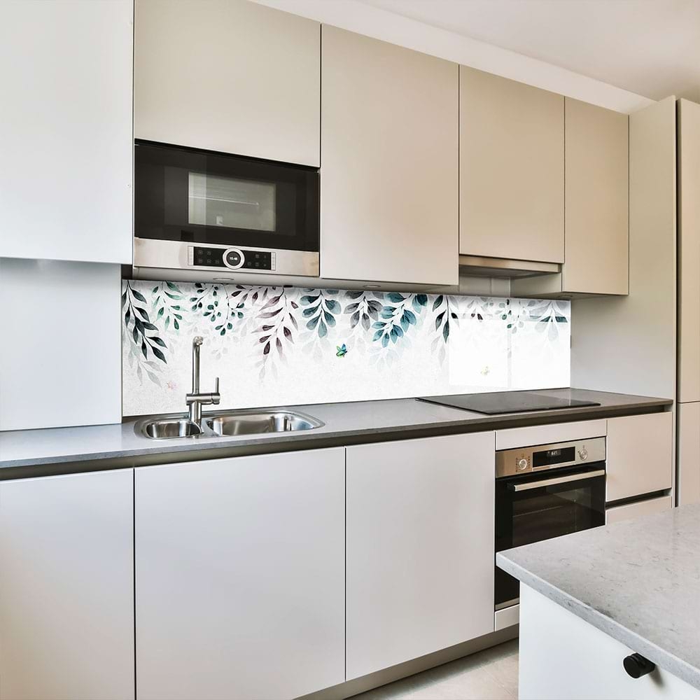 Стъклен гръб за кухня – Рамка от клони