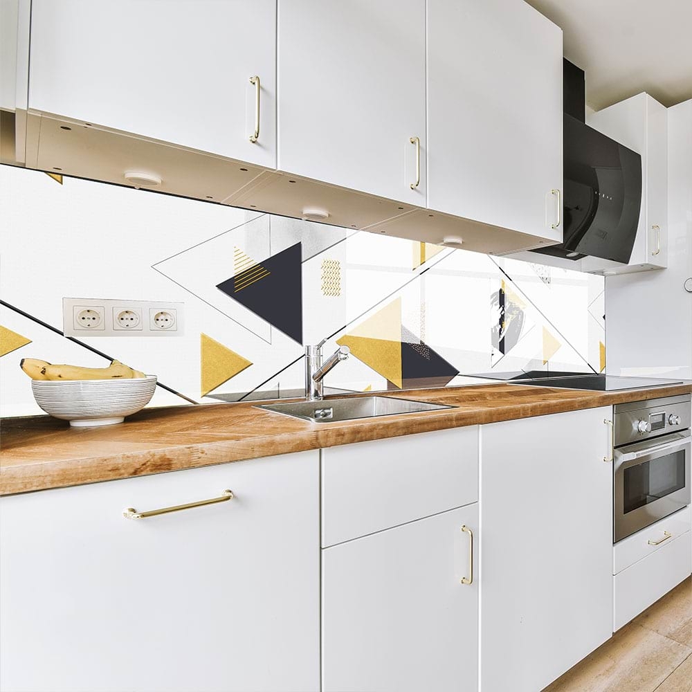 Стъклен гръб за кухня – Летящи триъгълници